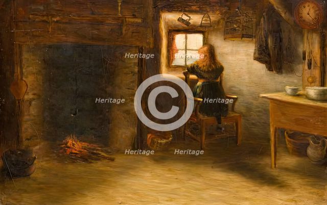 Girl in a Cottage Interior, 1877. Creator: James Coutts Michie.