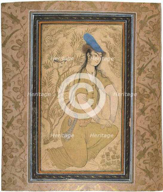 Girl in a Fur Hat, 1602.  Creator: Riza-i Abbasi (ca. 1565-1635).