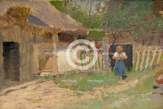 Girl in a Farmyard, 1880-1900. Creator: Ladislav Mednyanszky.