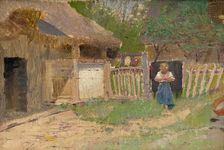 Girl in a Farmyard, 1880-1900. Creator: Ladislav Mednyanszky