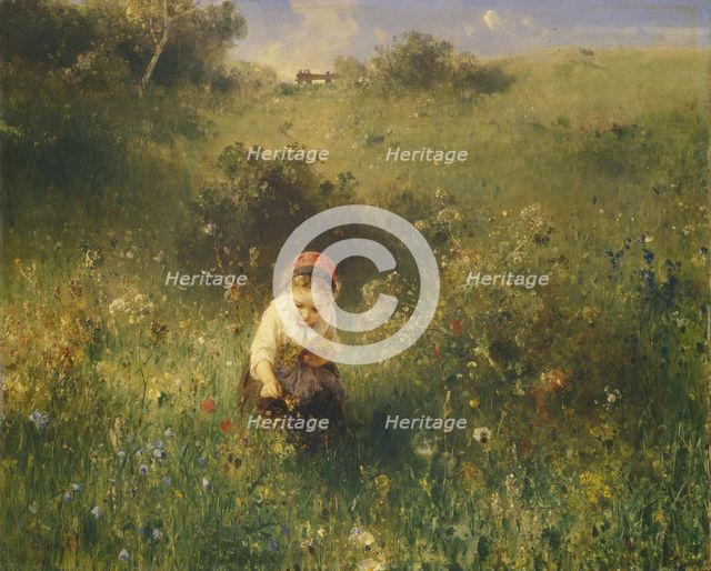 Girl in a Field, 1857. Creator: Knaus, Ludwig (1829-1910).