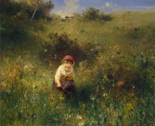 Girl in a Field, 1857. Creator: Ludwig Knaus