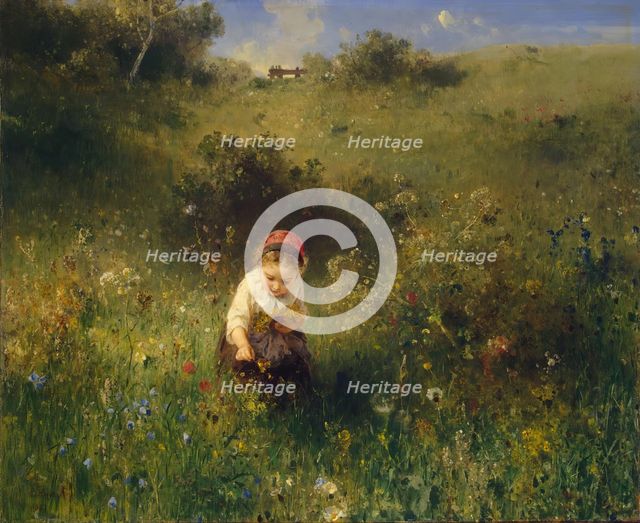 Girl in a Field, 1857. Creator: Ludwig Knaus.