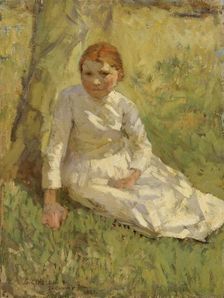 Girl in a field, 1897. Creator: George Clausen