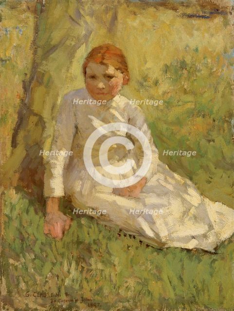 Girl in a field, 1897. Creator: George Clausen.