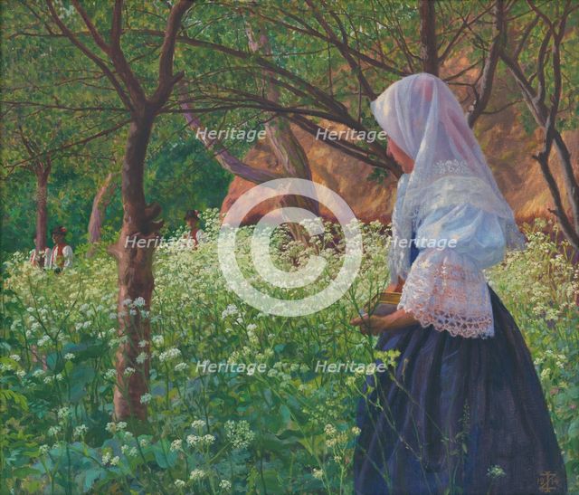 Girl in a Folk Costume, 1914. Creator: Ivan Zabota.