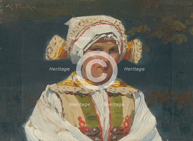 Girl in a Folk Costume, 1910. Creator: Anton Frolka.