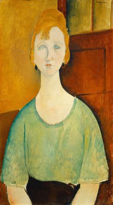 Girl in a Green Blouse, 1917. Creator: Amadeo Modigliani