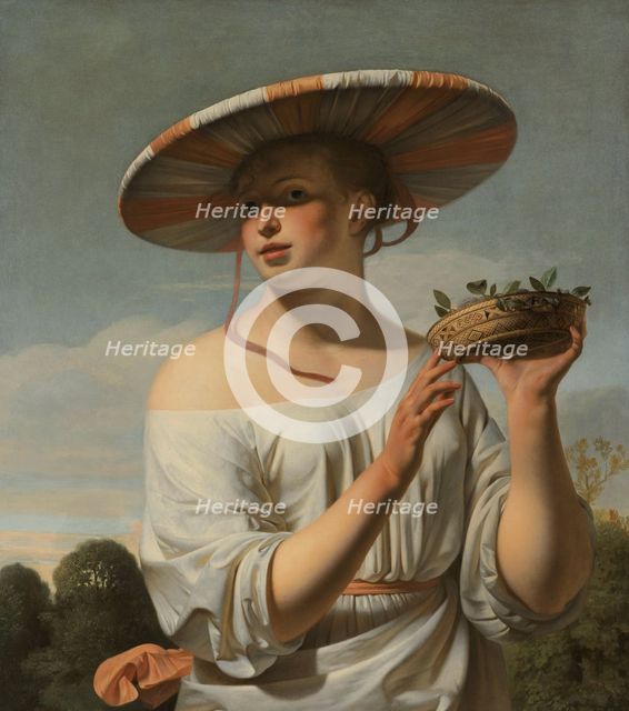 Girl in a Large Hat, c.1645-c.1650. Creator: Caesar Boëtius van Everdingen.