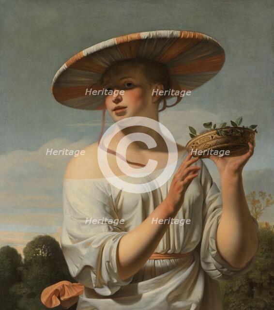 Girl in a Large Hat, c.1645-c.1650. Creator: Caesar Boëtius van Everdingen.