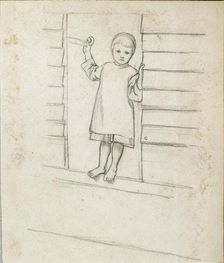 Girl in a Pinafore, standing on a Window Ledge, c1868-1869. Artist: William Holman Hunt