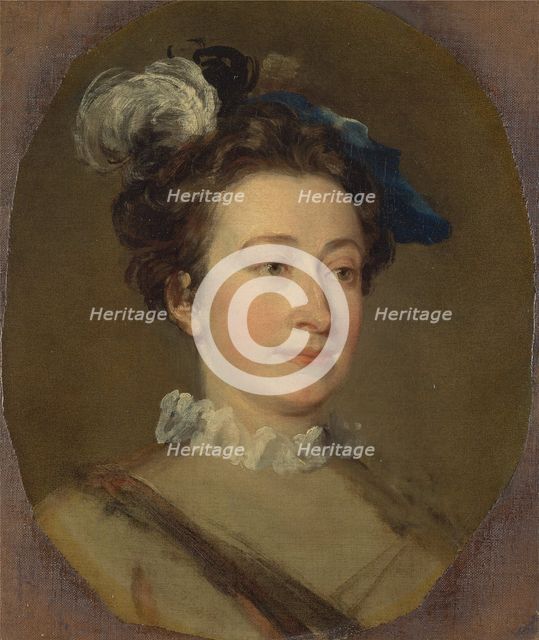 Girl in a Plumed Hat, ca. 1740. Creator: William Hogarth.