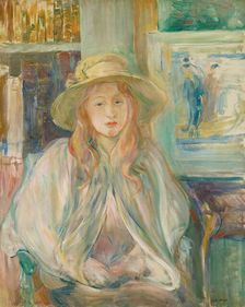 Girl in a straw hat (Fillette au chapeau de paille) , 1892. Creator: Morisot, Berthe (1841-1895)