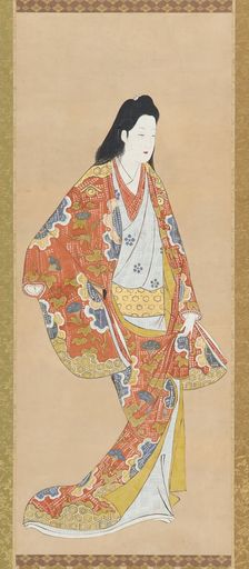 Girl in an orange vermillion dress, Edo period, Kambun era, 1661-1673. Creator: Unknown