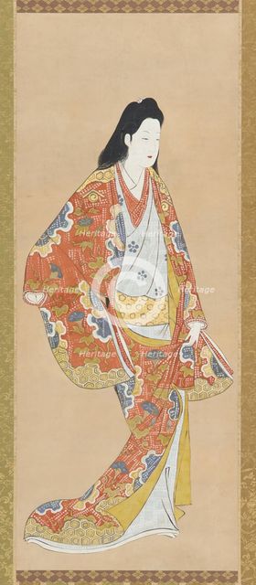 Girl in an orange vermillion dress, Edo period, Kambun era, 1661-1673. Creator: Unknown.