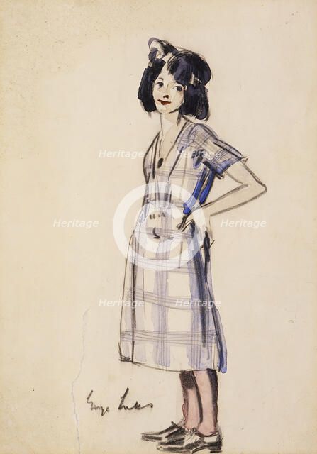 Girl in Checkered Dress, between circa 1920 and circa 1924. Creator: George Benjamin Luks.