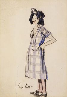 Girl in Checkered Dress, between circa 1920 and circa 1924. Creator: George Benjamin Luks