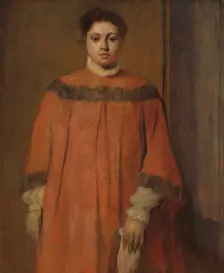 Girl in Red, c. 1866. Creator: Edgar Degas