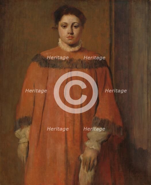 Girl in Red, c. 1866. Creator: Edgar Degas.