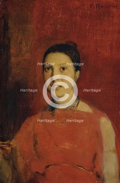 Girl in red dress, 1877. Creator: Franz Rumpler.