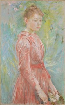 Girl in Rose Dress, 1888. Creator: Morisot, Berthe (1841-1895)