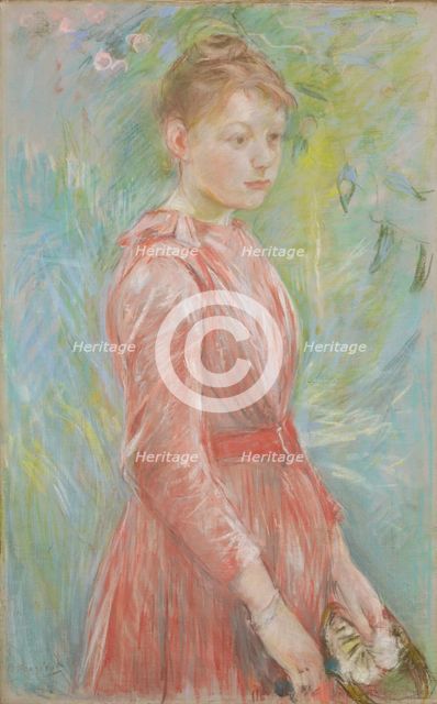 Girl in Rose Dress, 1888. Creator: Morisot, Berthe (1841-1895).