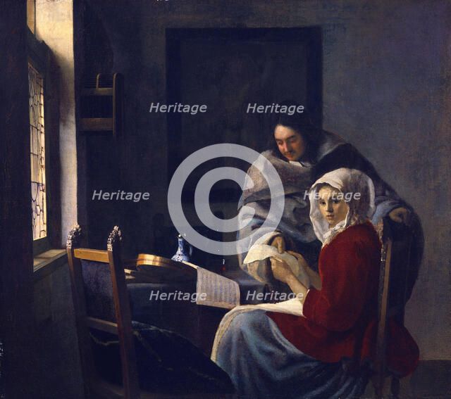 Girl interrupted at her music, c. 1660. Artist: Vermeer, Jan (Johannes) (1632-1675)
