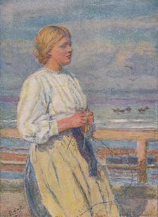 Girl Knitting c1917, (1919). Artist: Lionel Percy Smythe