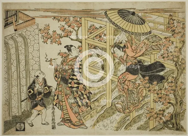 Girl Leaping from Kiyomizu Temple, c. 1765. Creator: Torii Kiyotsune.