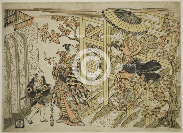 Girl Leaping from Kiyomizu Temple, c. 1765. Creator: Torii Kiyotsune.
