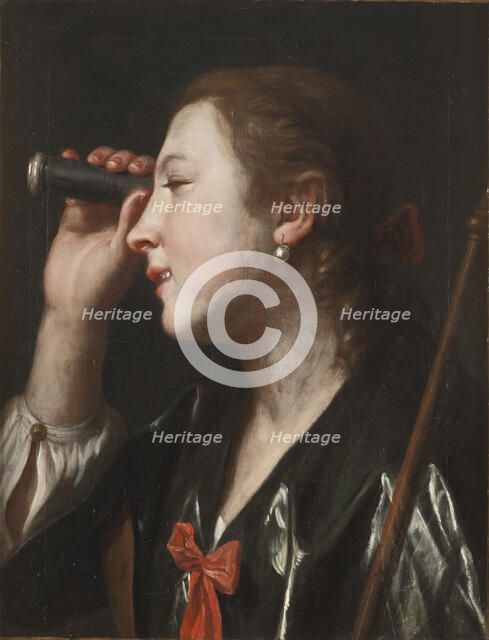 Girl Looking through a Telescope.
