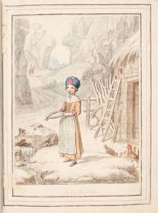 Girl of the Alps, leaf from A Collection of Dresses by David Allan Mostly from Nature 1776. Creator: David Allan