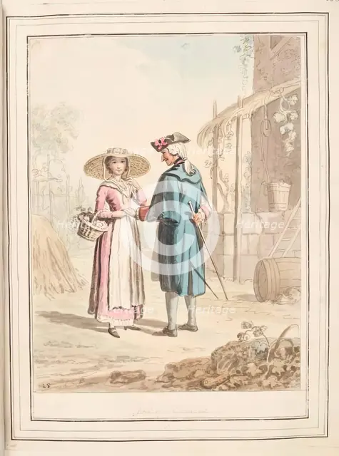 Girl of Piedmont, leaf from 'A Collection of Dresses by David Allan Mostly from Nature', 1776. Creator: David Allan.