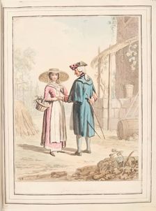 Girl of Piedmont, leaf from A Collection of Dresses by David Allan Mostly from Nature 1776. Creator: David Allan
