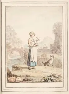 Girl of Savoy, leaf from A Collection of Dresses by David Allan Mostly from Nature 1776. Creator: David Allan