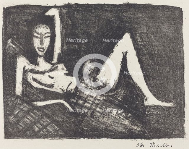 Girl on a Couch (Madchen auf dem Kanapee), 1921/1922. Creator: Otto Mueller.