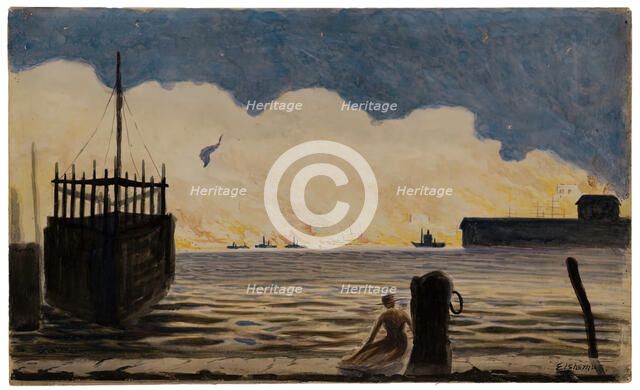 Girl on a Pier, c. 1900. Creator: Louis Michel Eilshemius.