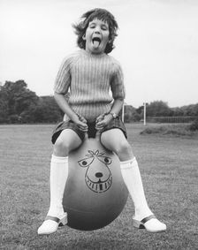 Girl on a space hopper, 1970s