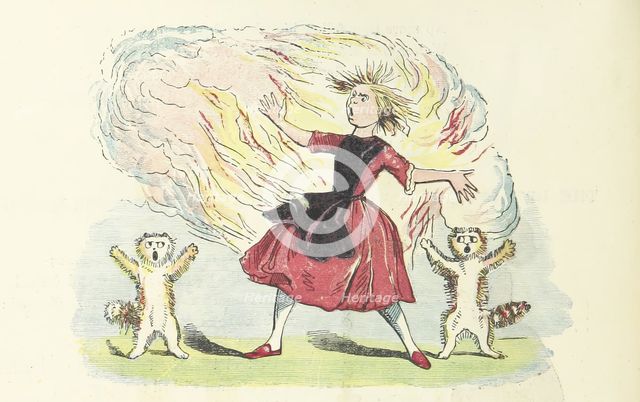 Girl on fire - scene from "The Dreadful Story Of The Girl And The Lucifer Matches", 1856.  Creator: Unknown.