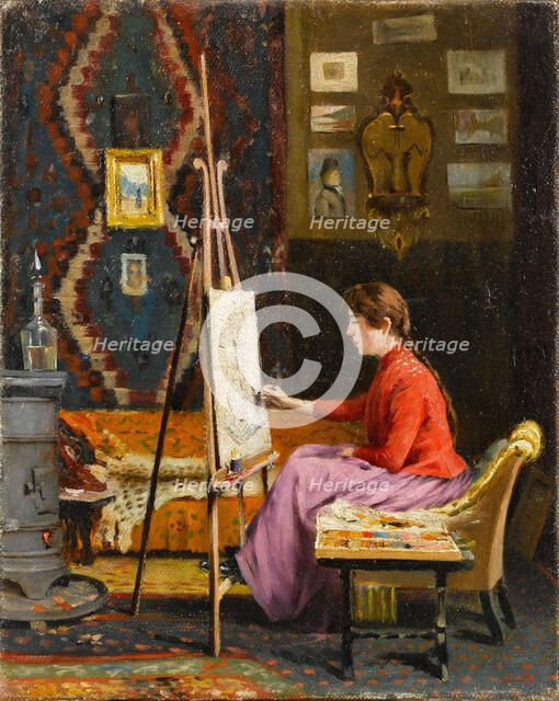 Girl Painter and Her Studio. Artist: Pasha (Pasa), Halil (1857-1939)
