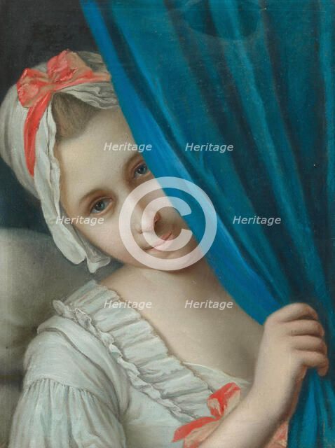 Girl peeking out from behind a curtain. Creator: Rotari, Pietro Antonio (1707-1762).