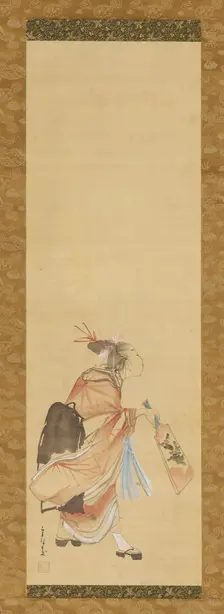 Girl playing battledore and shuttlecock, 1615-1868. Creator: Hishikawa Sori