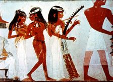 Girl playing the harp, fresco in the chapel of Nakht in the Valley of the Kings