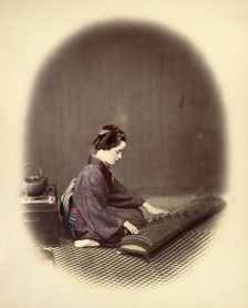 Girl Playing the Koto, 1866-1867. Creator: Felice Beato