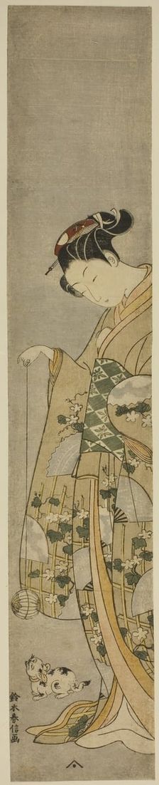 Girl Playing with a Cat, c. 1769/70. Creator: Suzuki Harunobu