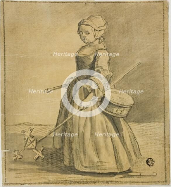 Girl Playing with Drum, n.d. Creator: Unknown.