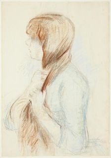 Girl Plaiting her Hair (La Natte), 1894. Creator: Berthe Morisot