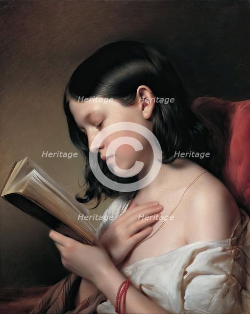 Girl reading, 1850. Creator: Franz Eybl.
