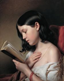 Girl reading, 1850. Creator: Franz Eybl