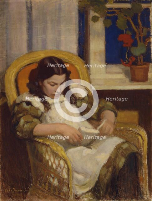 Girl Reading, 1909. Creator: Eero Jarnefelt.